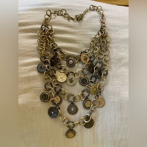 Chicos Multi Tone Chains and Medallions Layered Chunky‎ Necklace Charms